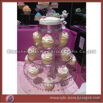 Clear Finely Decorated 5 Tiers Lucite Cupcake Display Stand Rack